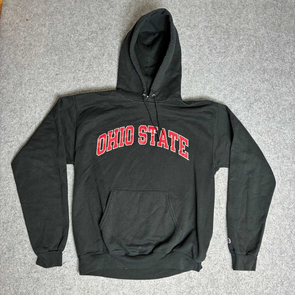 Champion Ohio State Hoodie Mens Medium Black Excellent Buckeyes Pullover Graphic